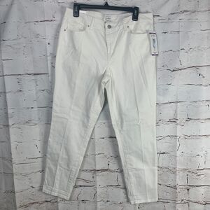 Jessica Simpson White Crop Skinny Jeans Size 14 Rolled Hem Summer Stretch Fit